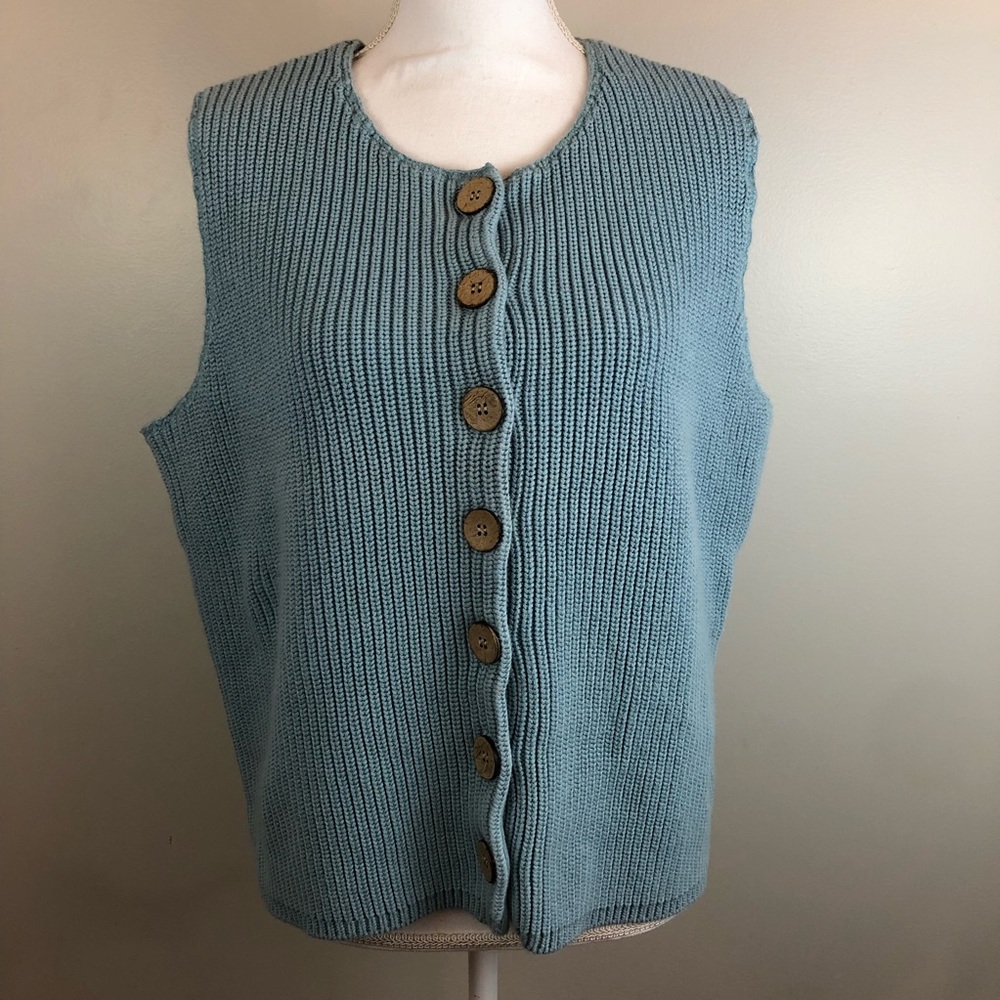 Orvis Sweater Vest Dusty Blue Button Down XL